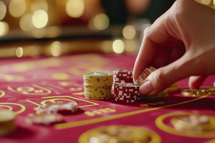 Mobile phone displaying live roulette table interface